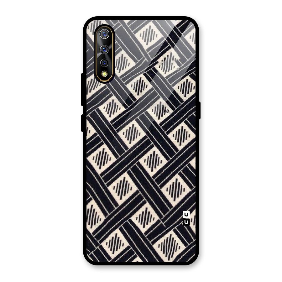 Black Beige Criscros Glass Back Case for Vivo S1