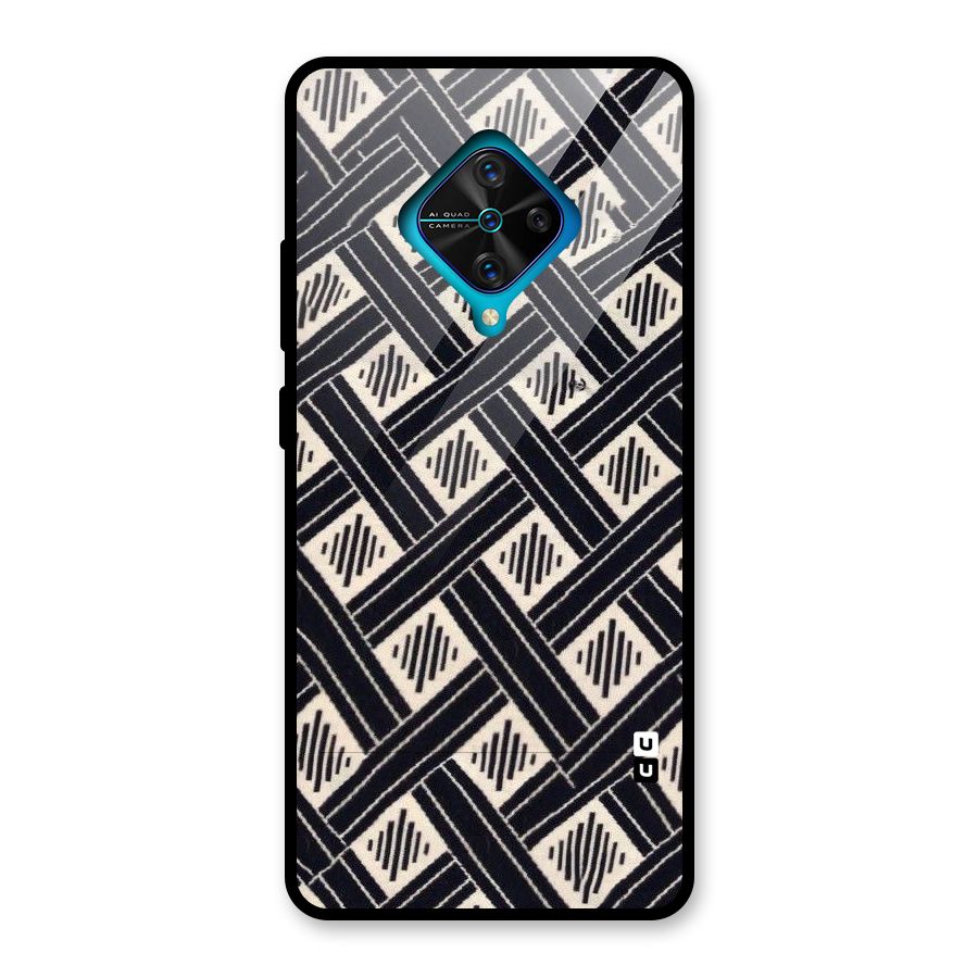 Black Beige Criscros Glass Back Case for Vivo S1 Pro