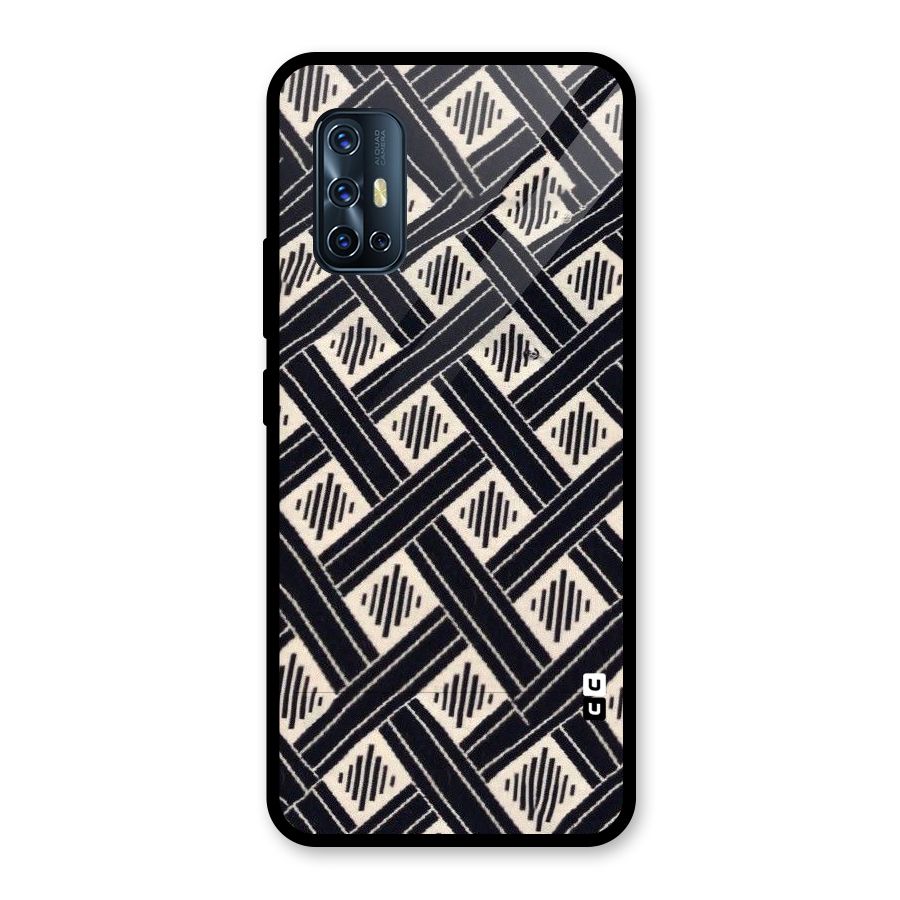 Black Beige Criscros Glass Back Case for Vivo V17