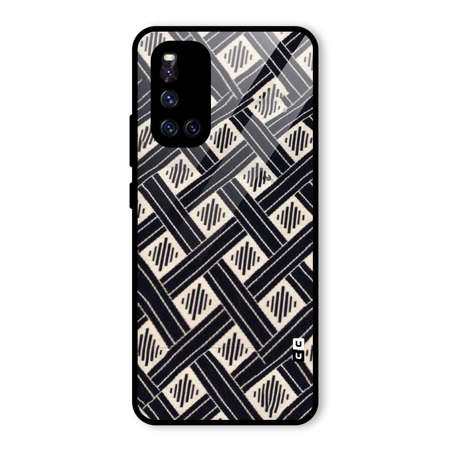 Black Beige Criscros Glass Back Case for Vivo V19