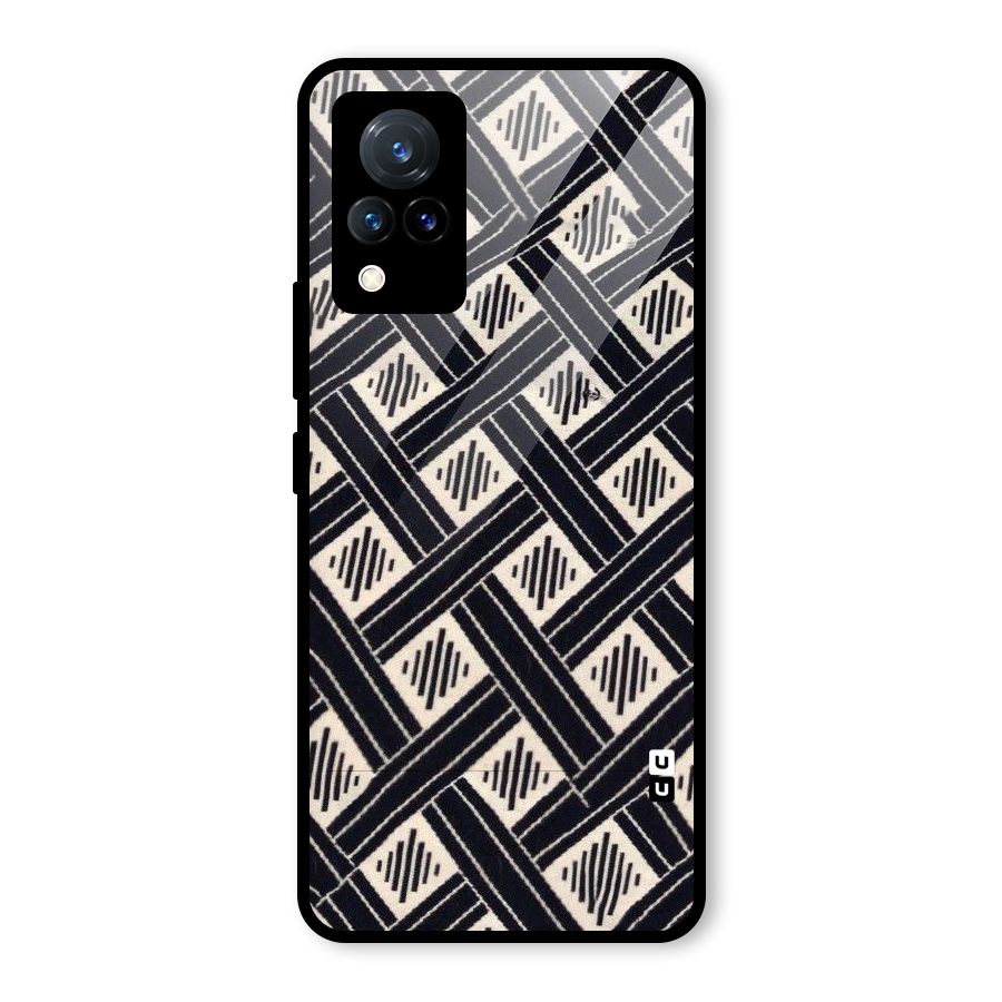 Black Beige Criscros Glass Back Case for Vivo V21 5G