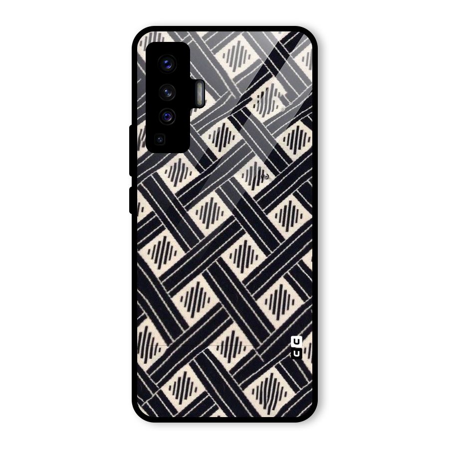 Black Beige Criscros Glass Back Case for Vivo X50