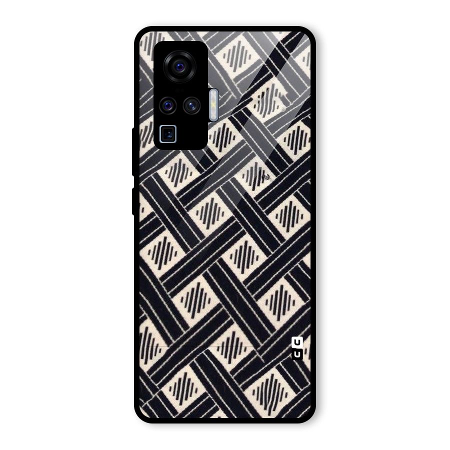 Black Beige Criscros Glass Back Case for Vivo X50 Pro