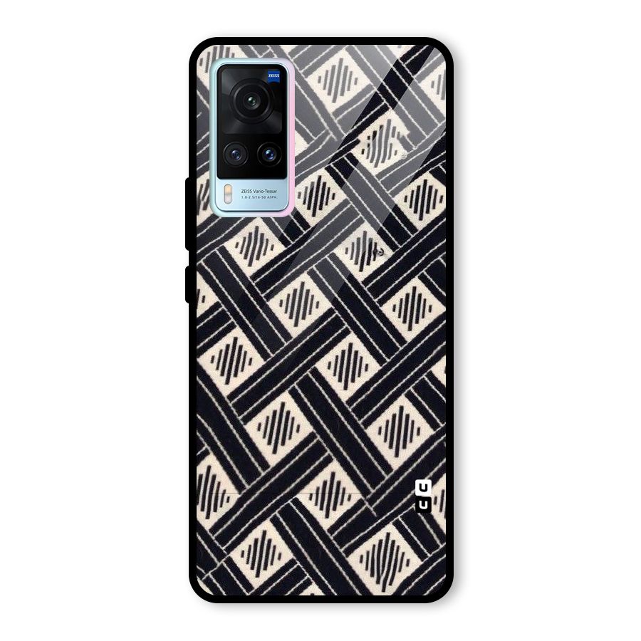 Black Beige Criscros Glass Back Case for Vivo X60