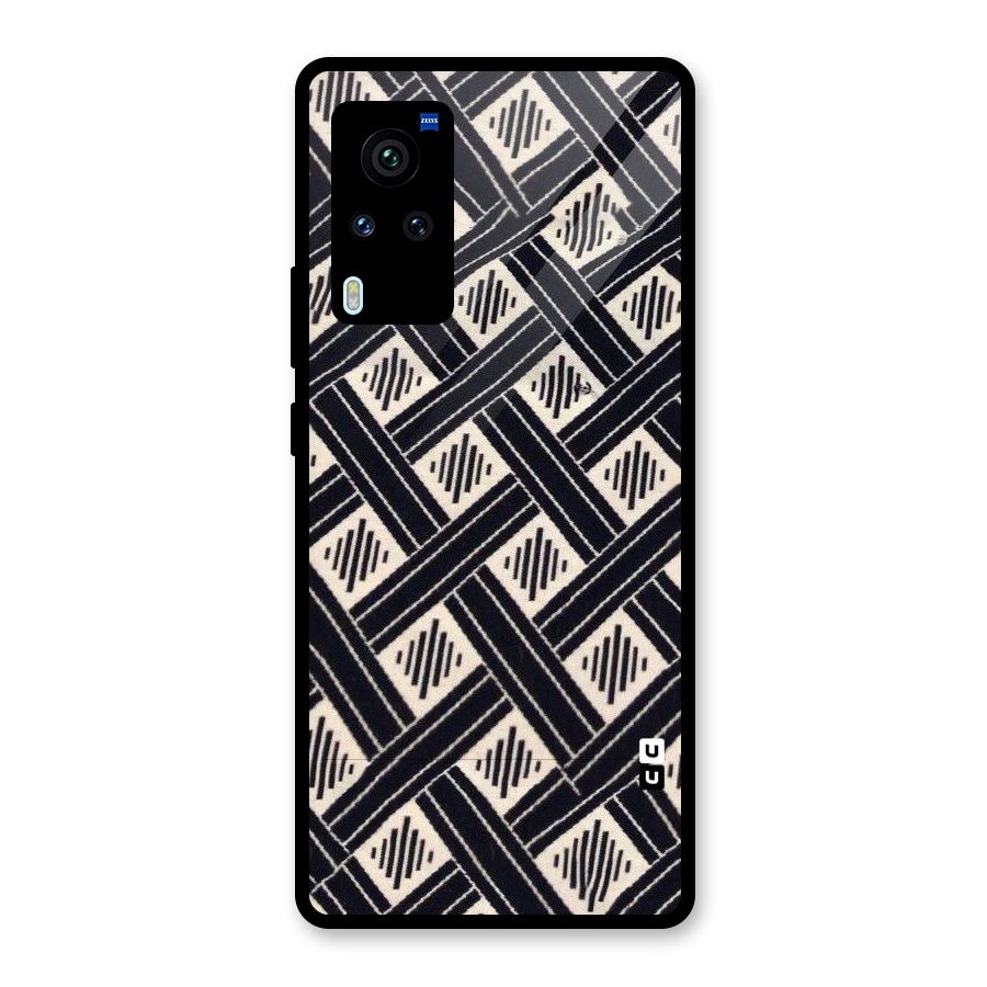 Black Beige Criscros Glass Back Case for Vivo X60 Pro