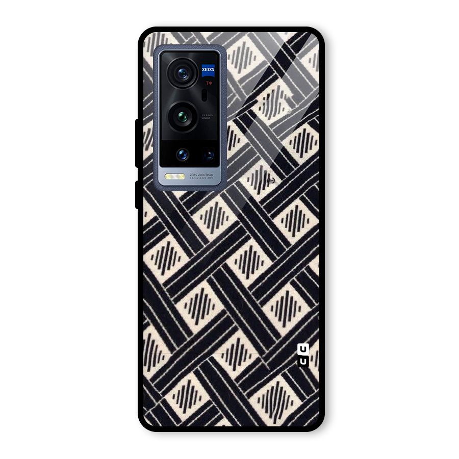 Black Beige Criscros Glass Back Case for Vivo X60 Pro Plus