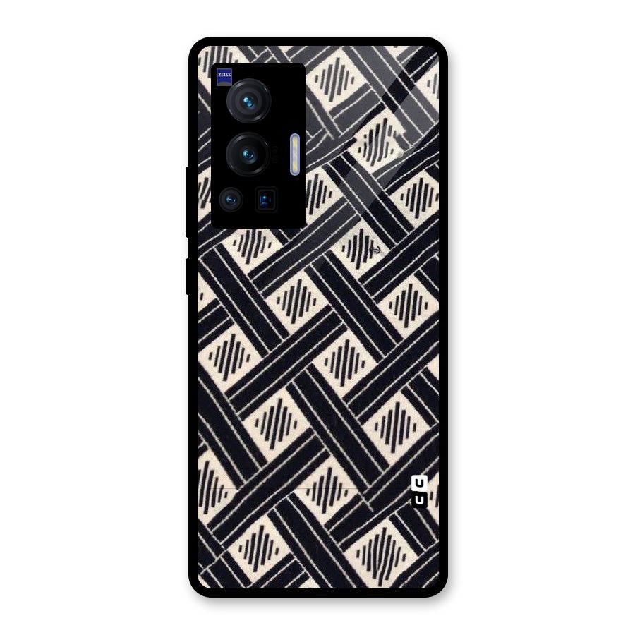 Black Beige Criscros Glass Back Case for Vivo X70 Pro