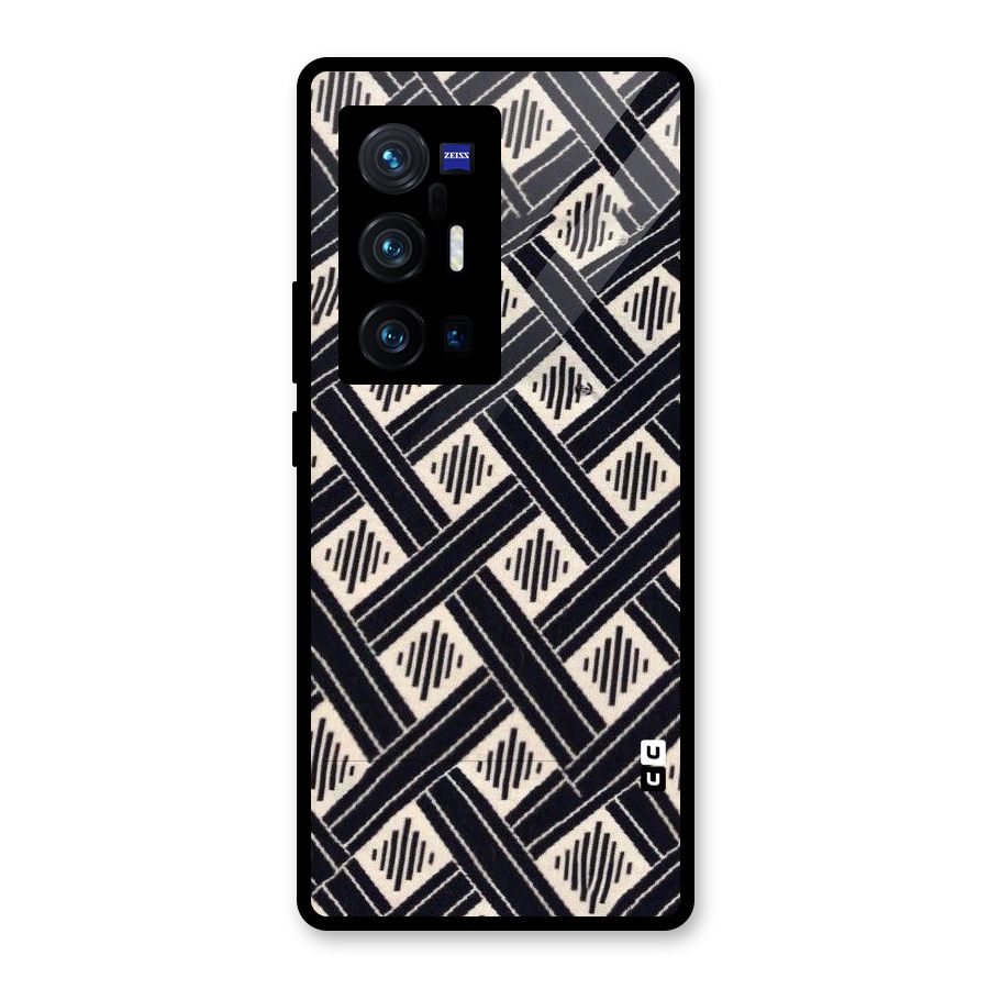 Black Beige Criscros Glass Back Case for Vivo X70 Pro Plus