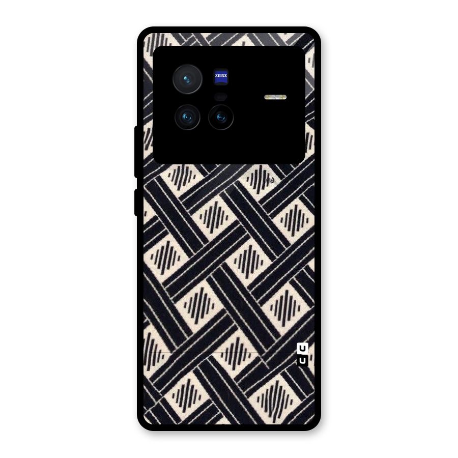 Black Beige Criscros Glass Back Case for Vivo X80