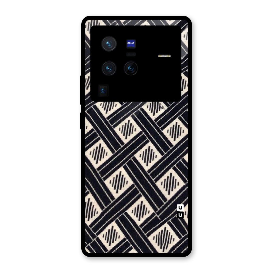 Black Beige Criscros Glass Back Case for Vivo X80 Pro