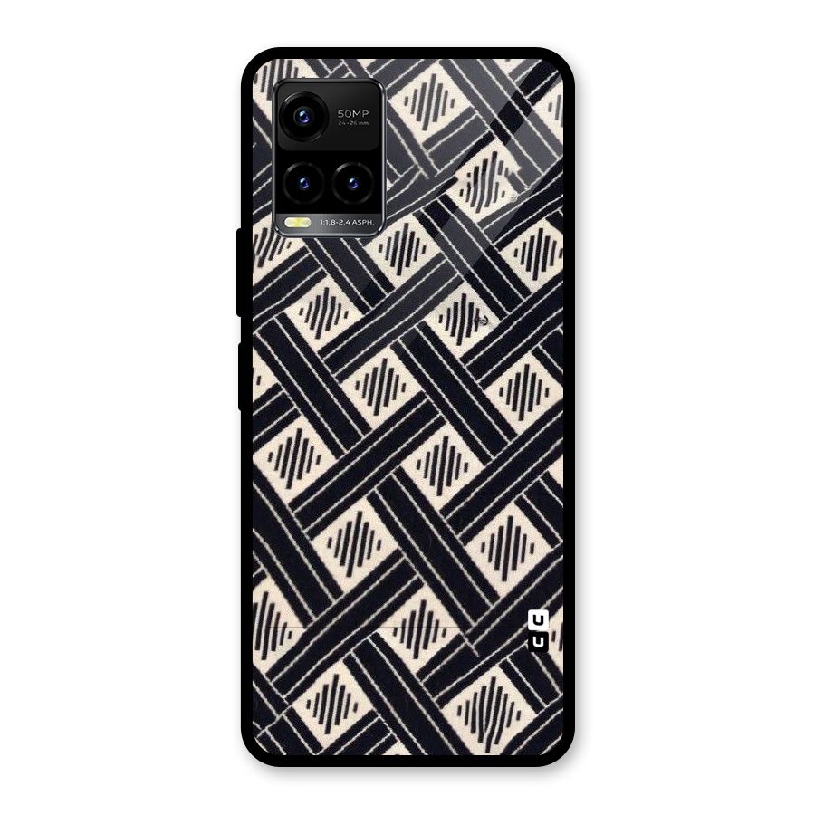Black Beige Criscros Glass Back Case for Vivo Y21T