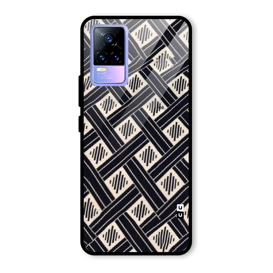 Black Beige Criscros Glass Back Case for Vivo Y73