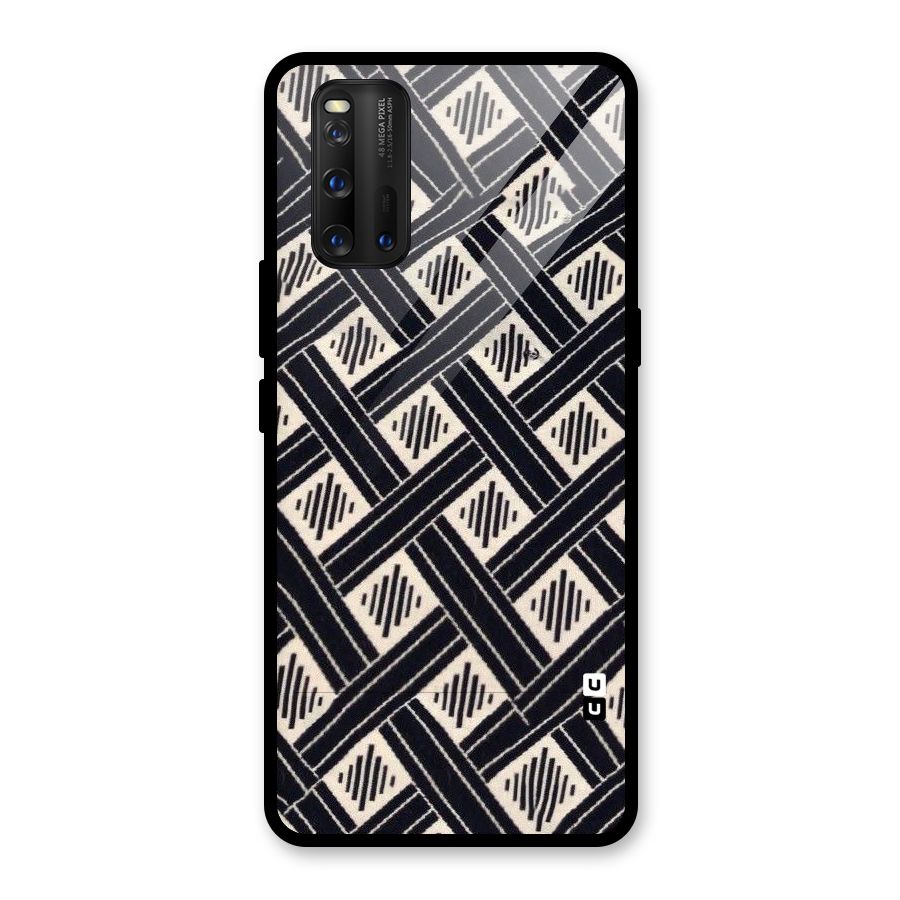 Black Beige Criscros Glass Back Case for Vivo iQOO 3