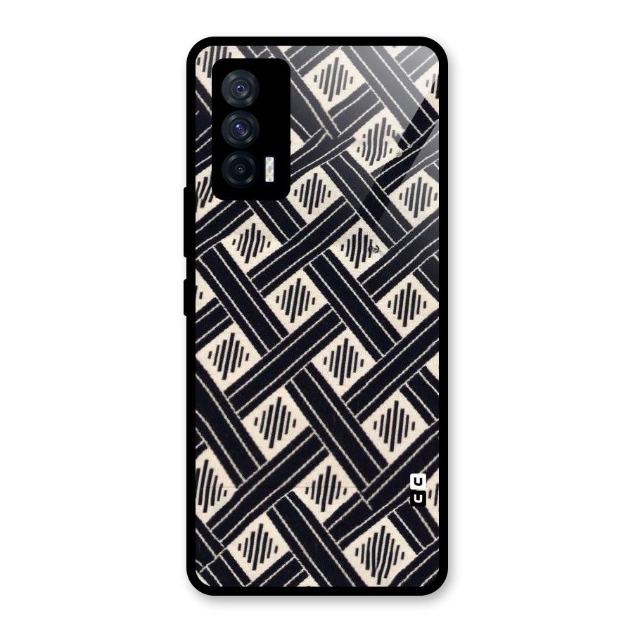 Black Beige Criscros Glass Back Case for Vivo iQOO 7 5G