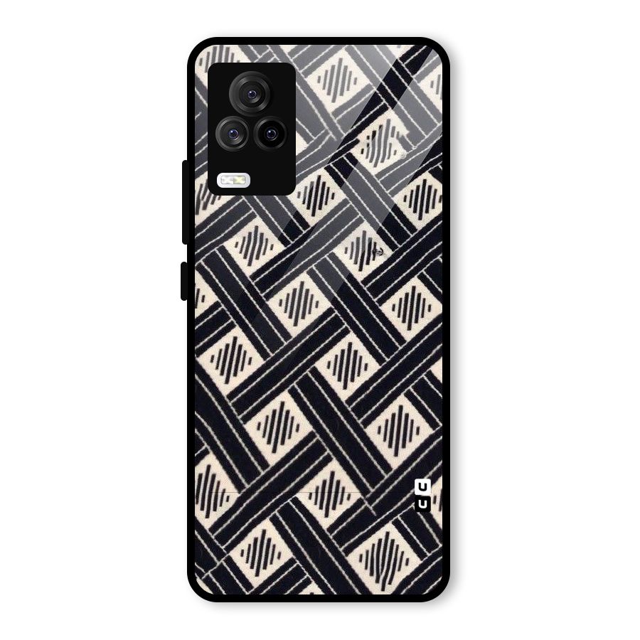 Black Beige Criscros Glass Back Case for Vivo iQOO 7 Legend 5G