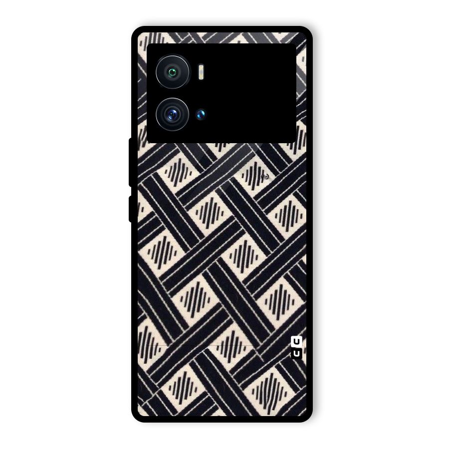 Black Beige Criscros Glass Back Case for Vivo iQOO 9 Pro