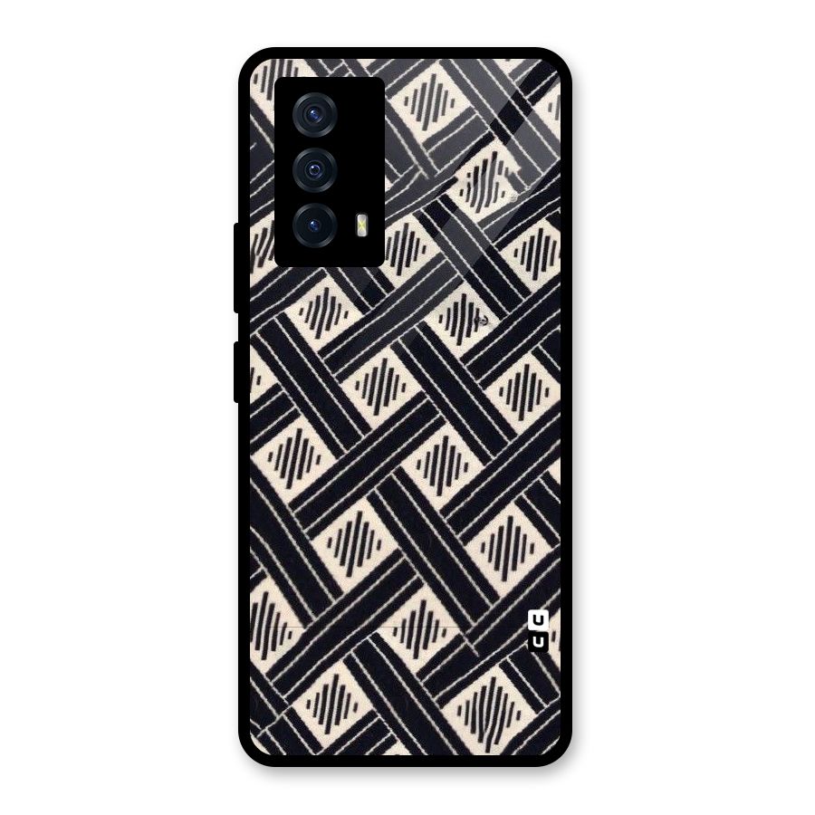 Black Beige Criscros Glass Back Case for Vivo iQOO Z5