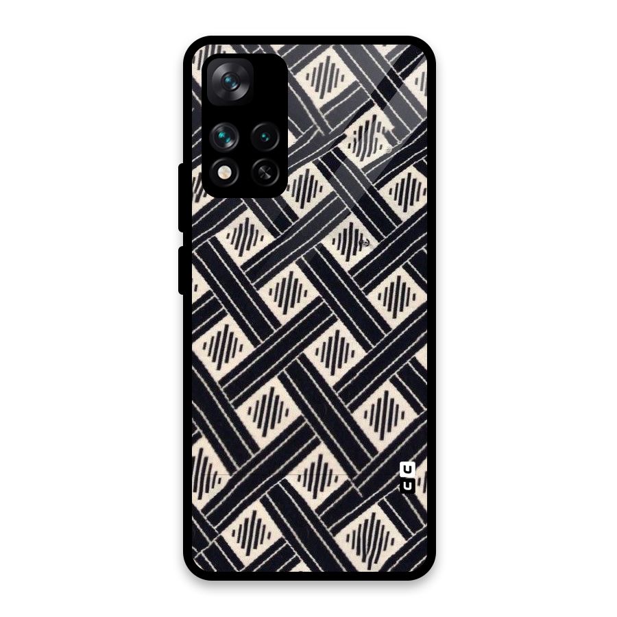 Black Beige Criscros Glass Back Case for Xiaomi 11i HyperCharge 5G