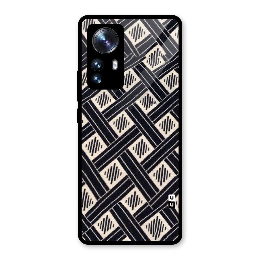 Black Beige Criscros Glass Back Case for Xiaomi 12 Pro
