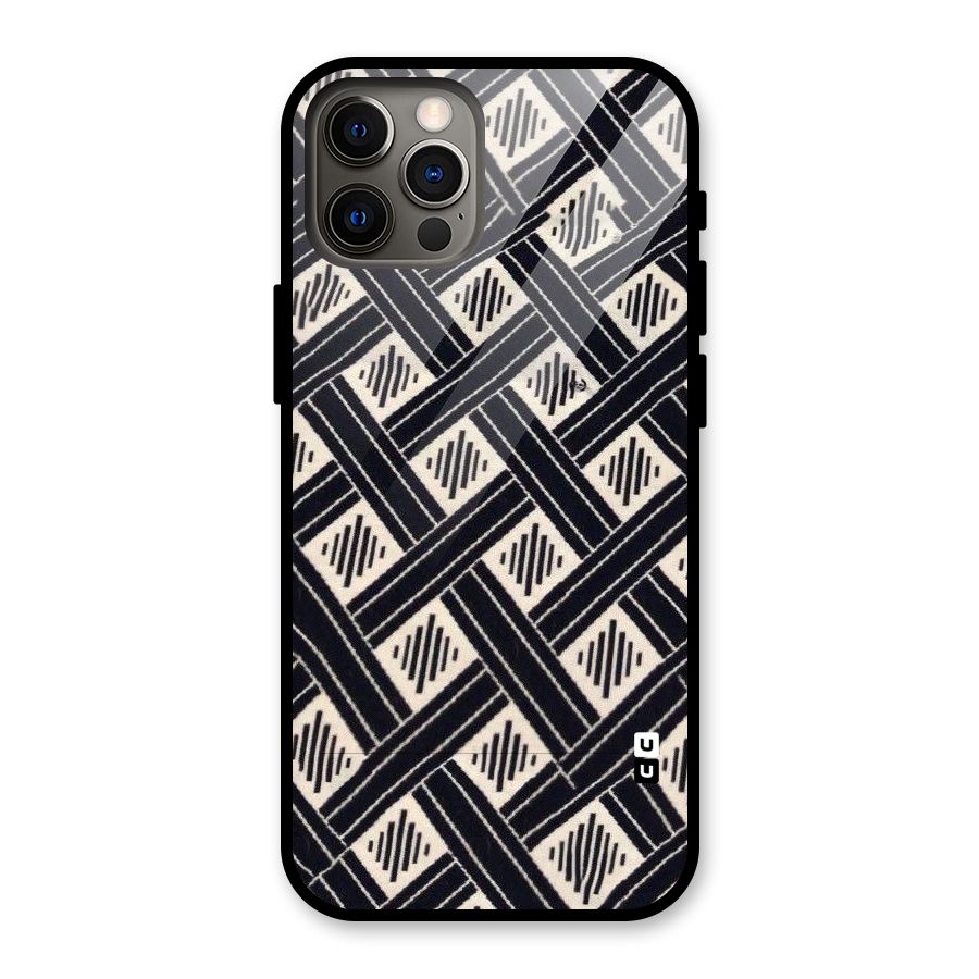 Black Beige Criscros Glass Back Case for iPhone 12 Pro