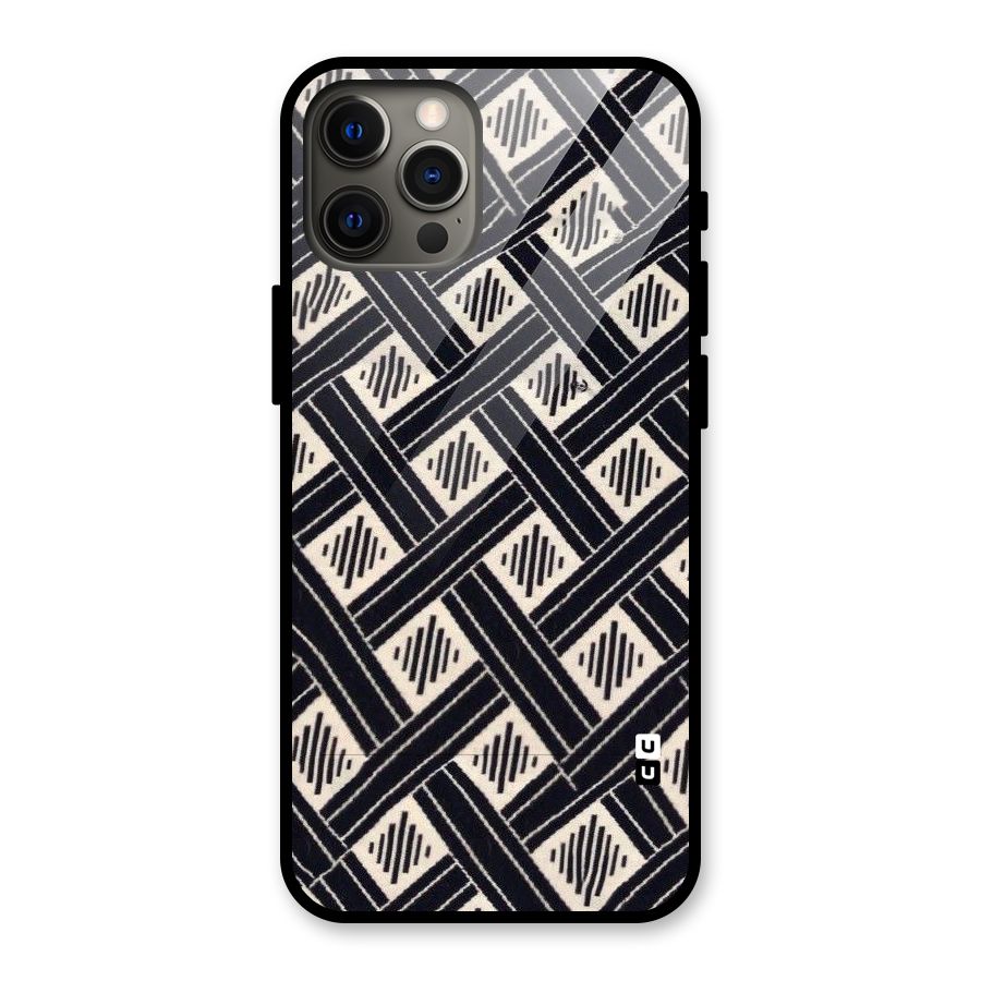 Black Beige Criscros Glass Back Case for iPhone 12 Pro Max