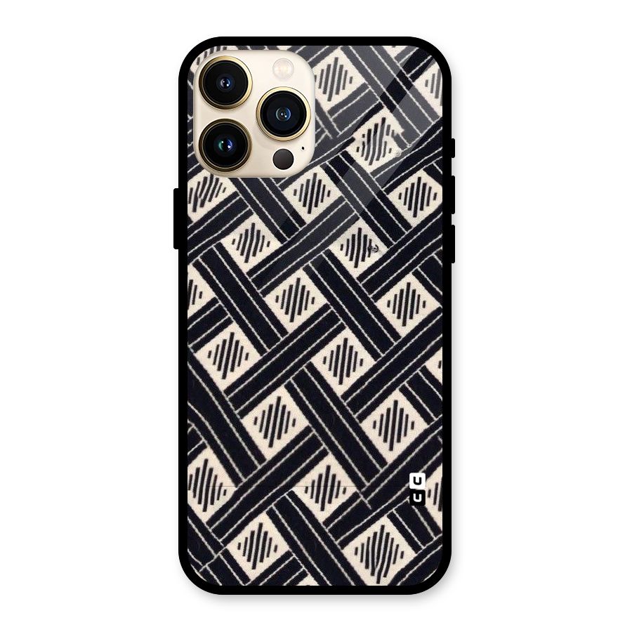 Black Beige Criscros Glass Back Case for iPhone 13 Pro Max