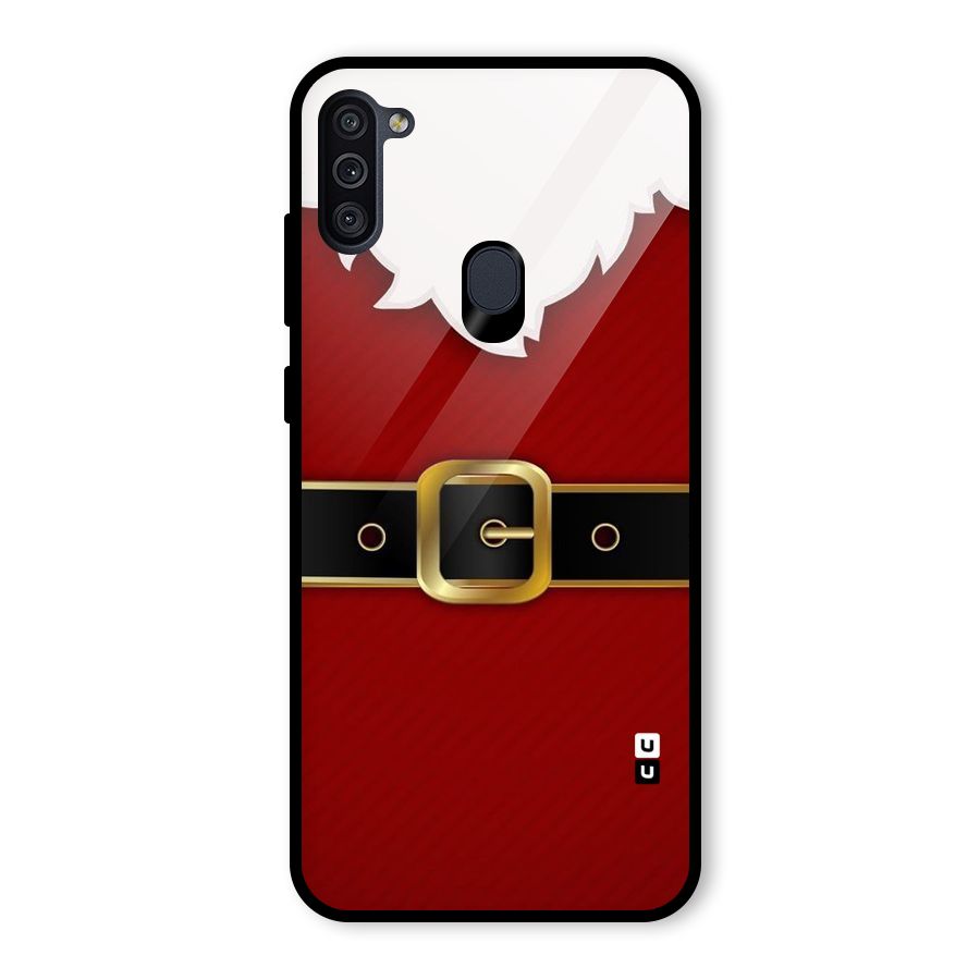 Black Belt Design Glass Back Case for Galaxy M11