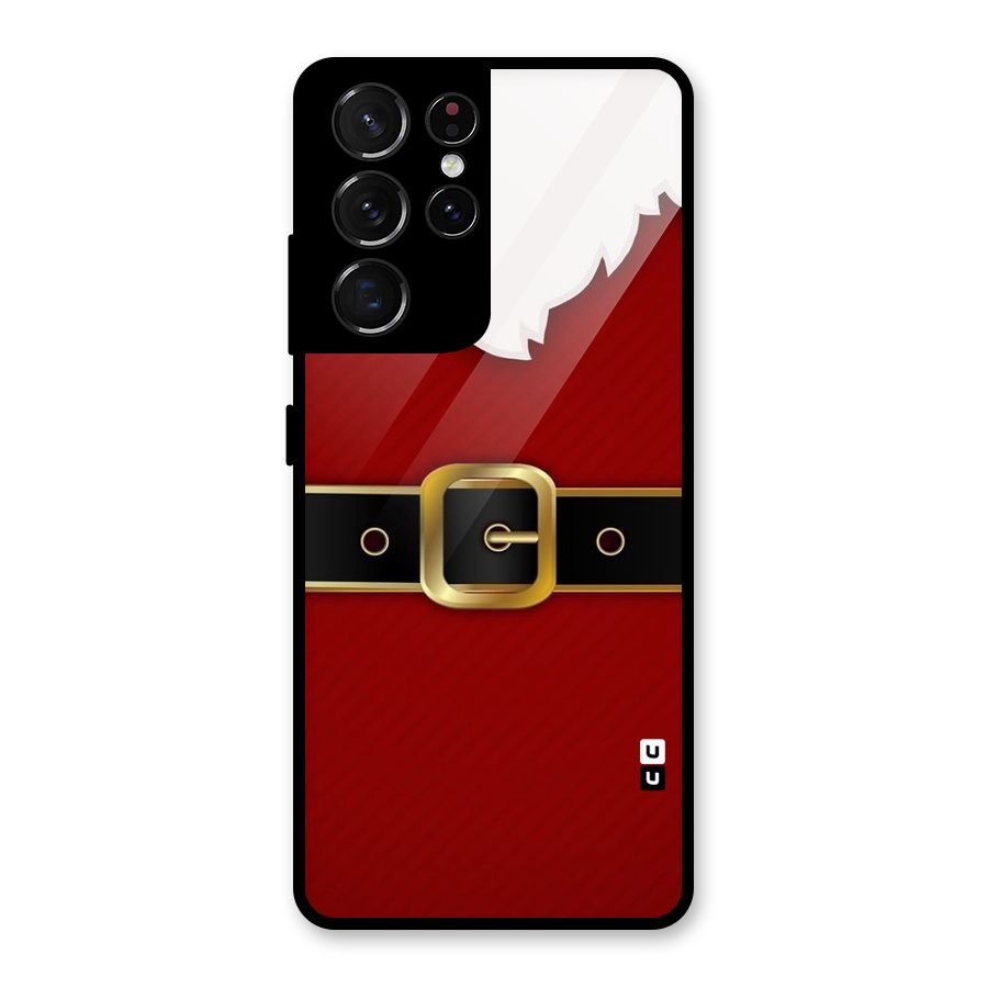 Black Belt Design Glass Back Case for Galaxy S21 Ultra 5G
