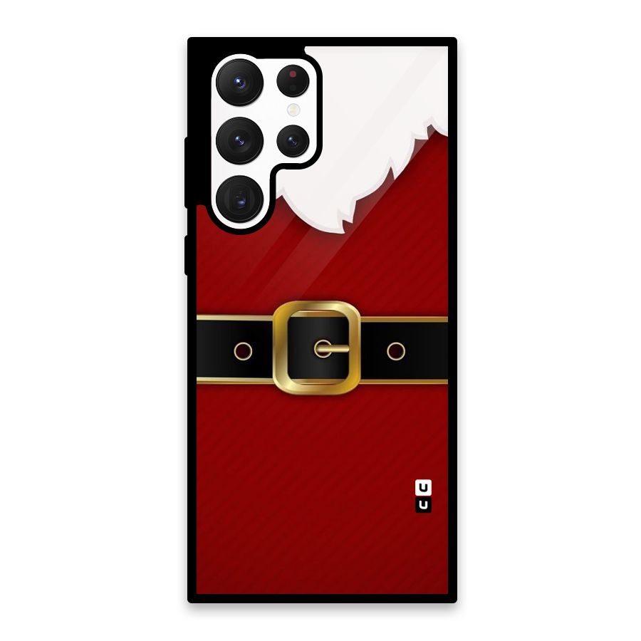 Black Belt Design Glass Back Case for Galaxy S22 Ultra 5G