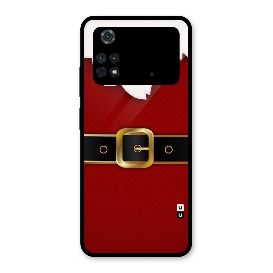 Black Belt Design Glass Back Case for Poco M4 Pro 4G