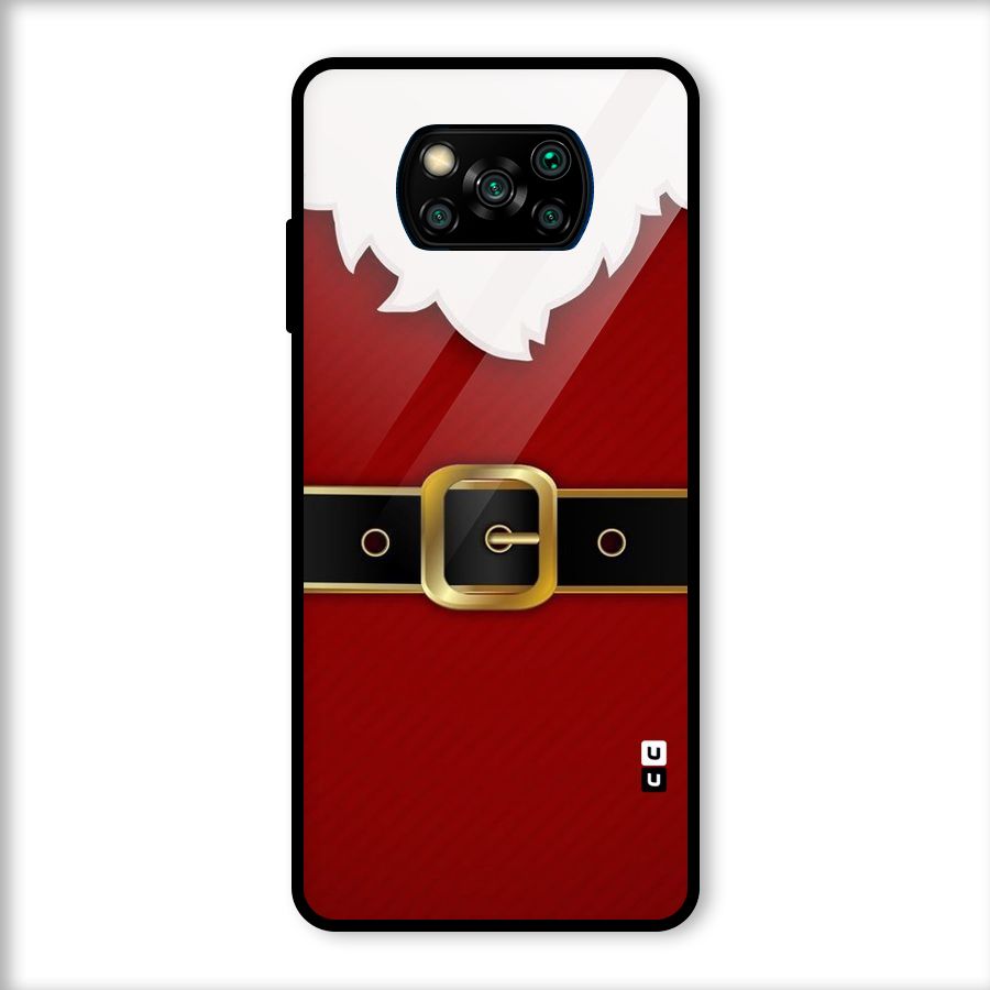 Black Belt Design Glass Back Case for Poco X3