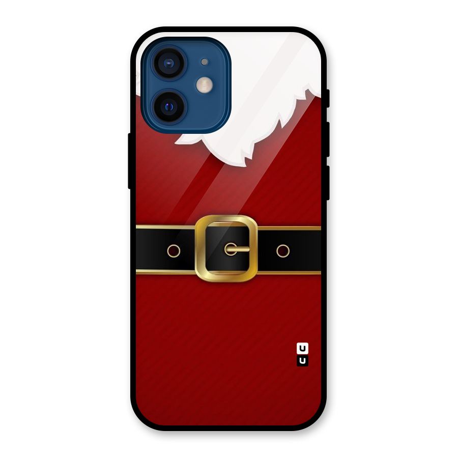Black Belt Design Glass Back Case for iPhone 12 Mini