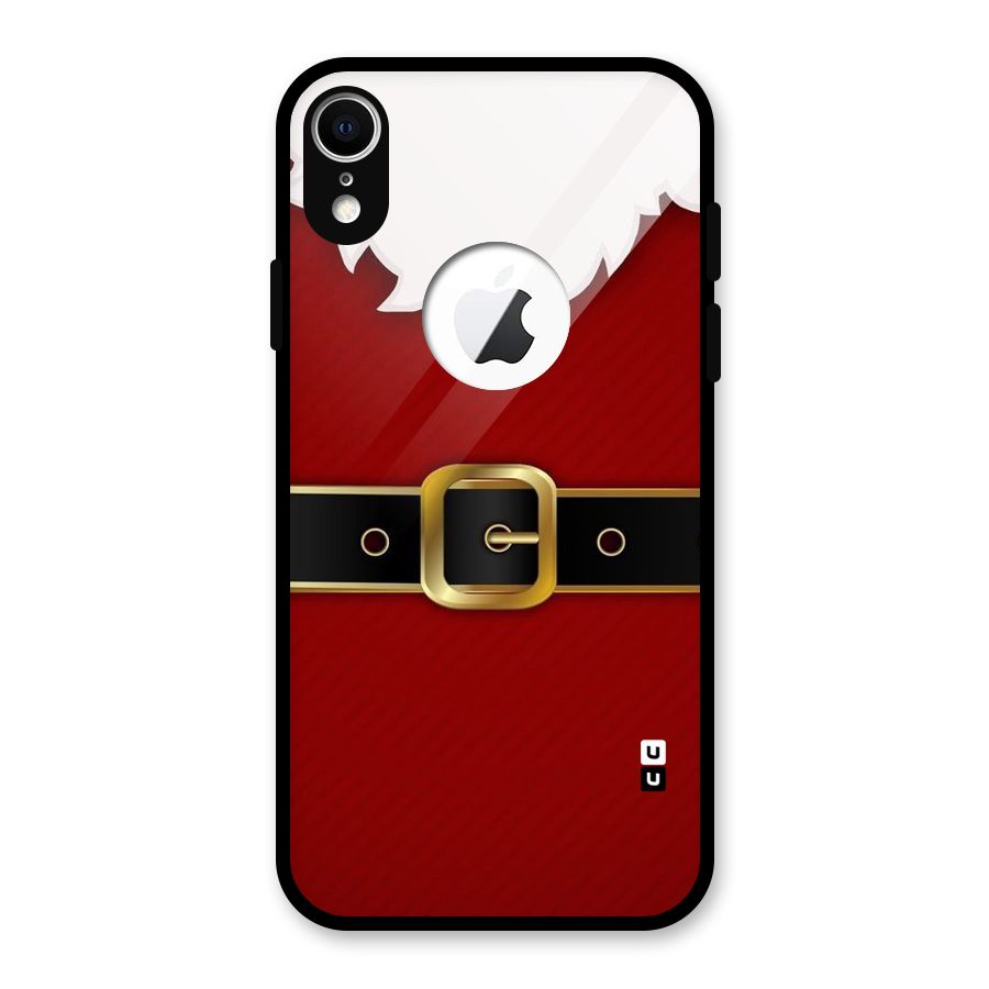 Black Belt Design Glass Back Case for iPhone XR Logo Cut