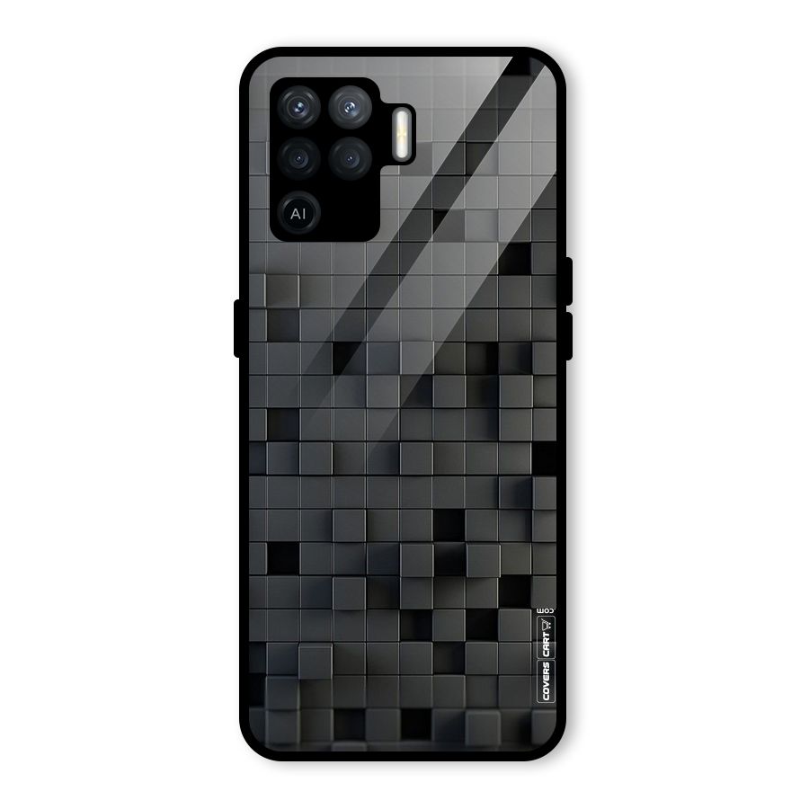 Black Bricks Glass Back Case for Oppo F19 Pro