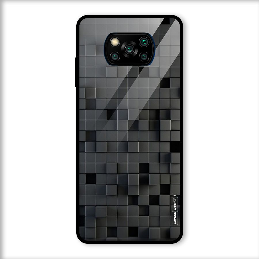 Black Bricks Glass Back Case for Poco X3