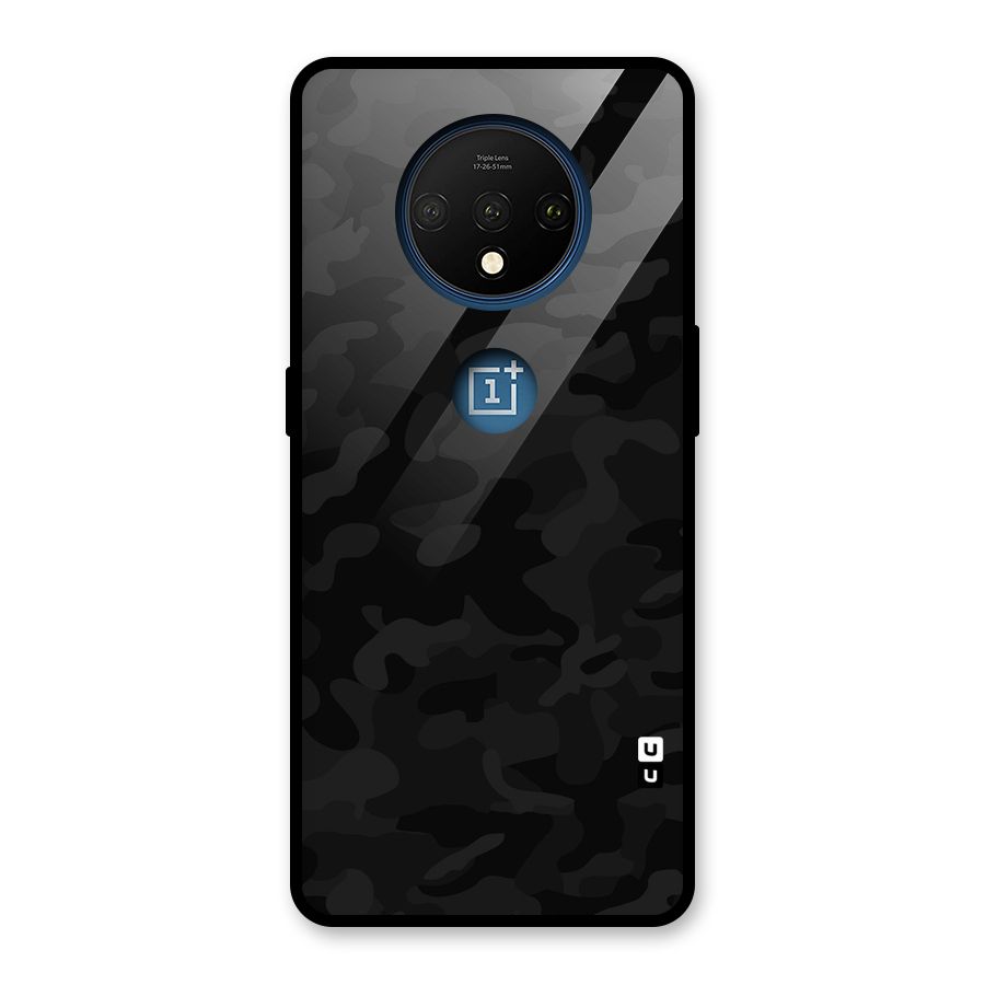 Black Camouflage Glass Back Case for OnePlus 7T
