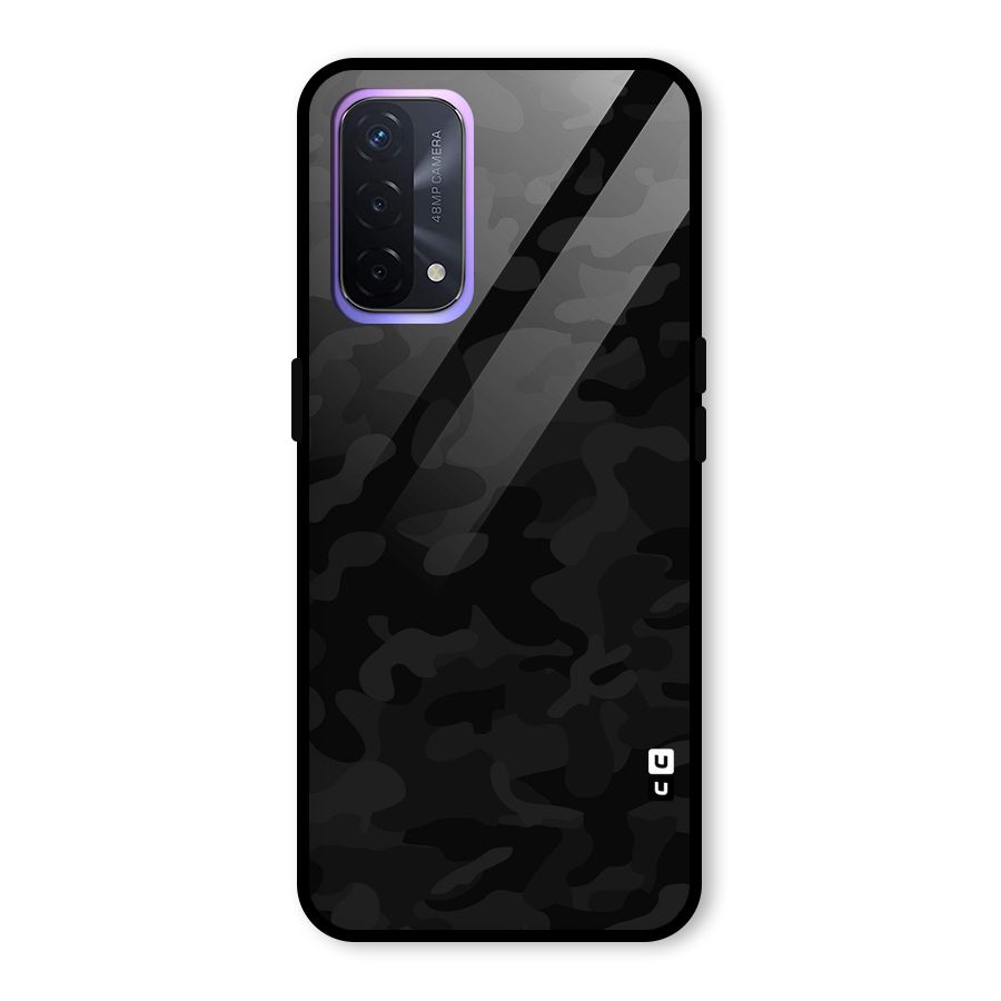 Black Camouflage Glass Back Case for Oppo A74 5G