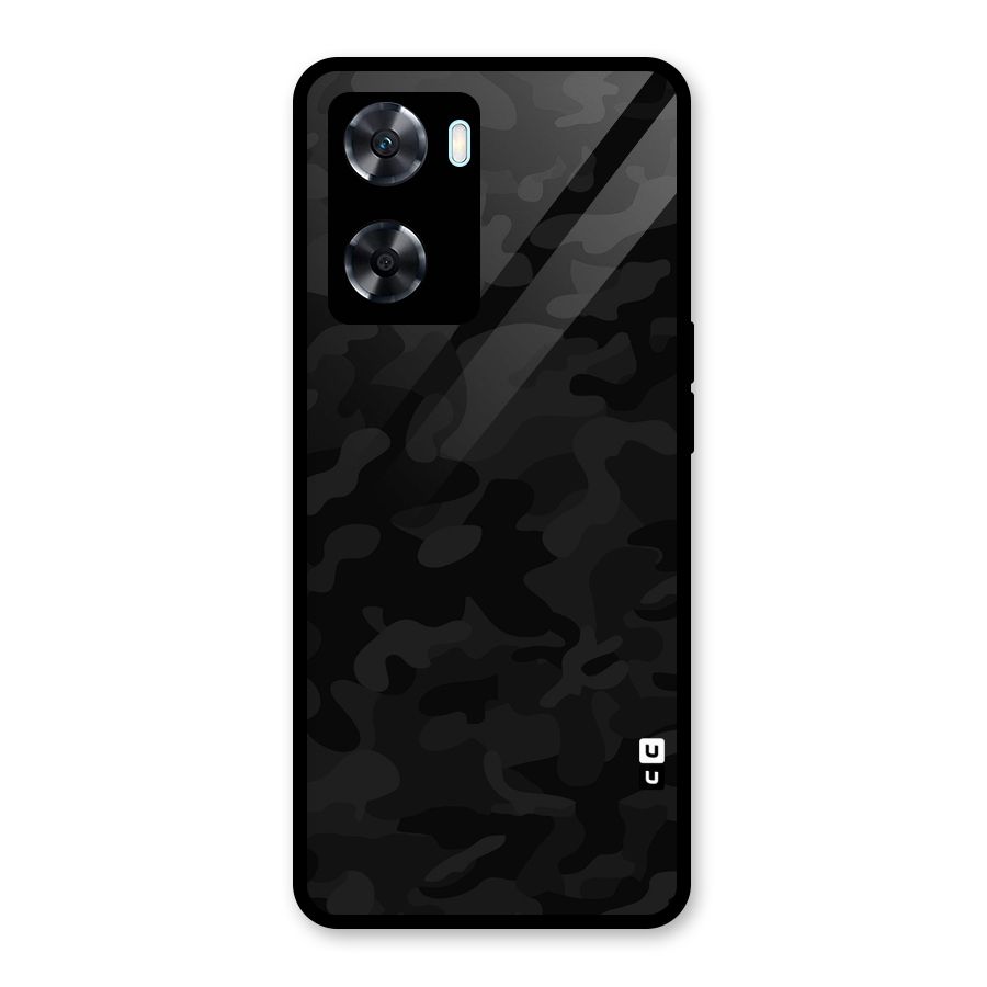 Black Camouflage Glass Back Case for Oppo A77