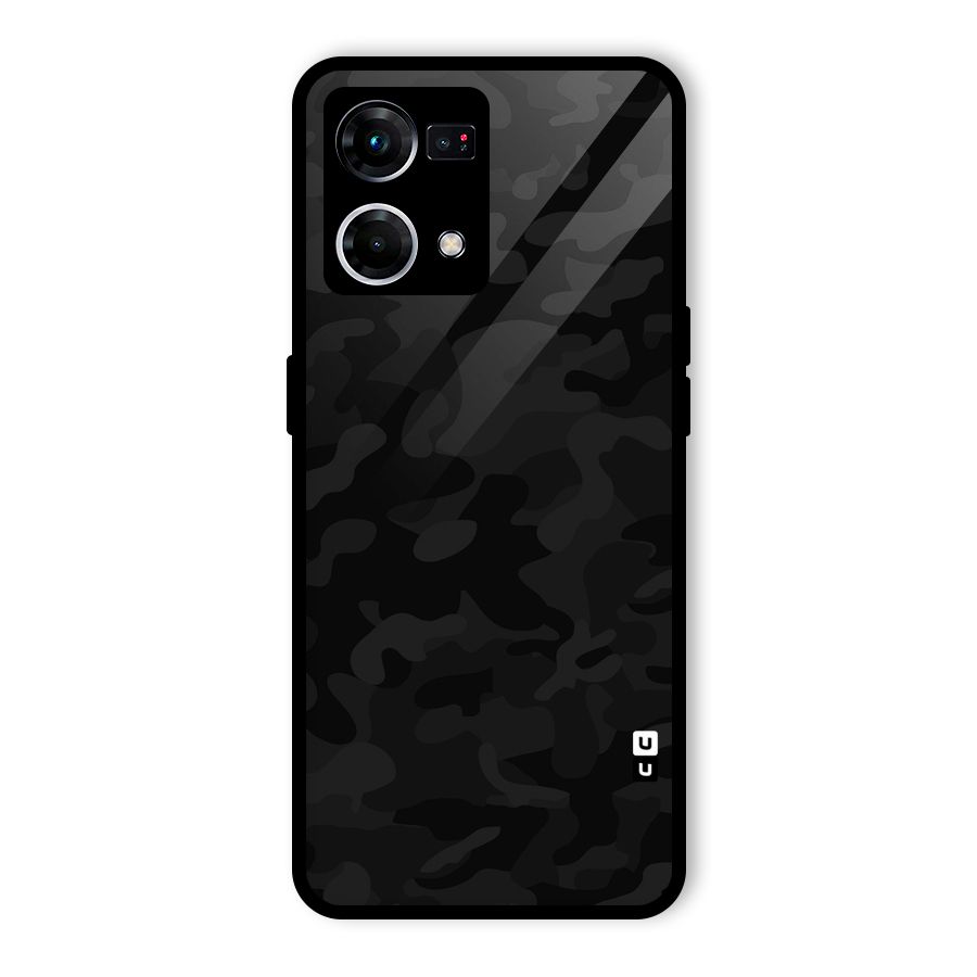 Black Camouflage Glass Back Case for Oppo F21 Pro 4G