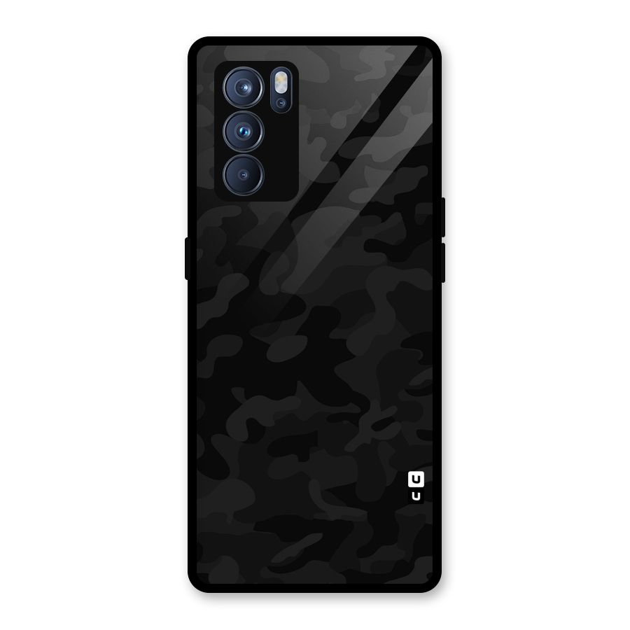 Black Camouflage Glass Back Case for Oppo Reno6 Pro 5G