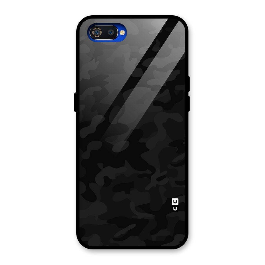 Black Camouflage Glass Back Case for Realme C2
