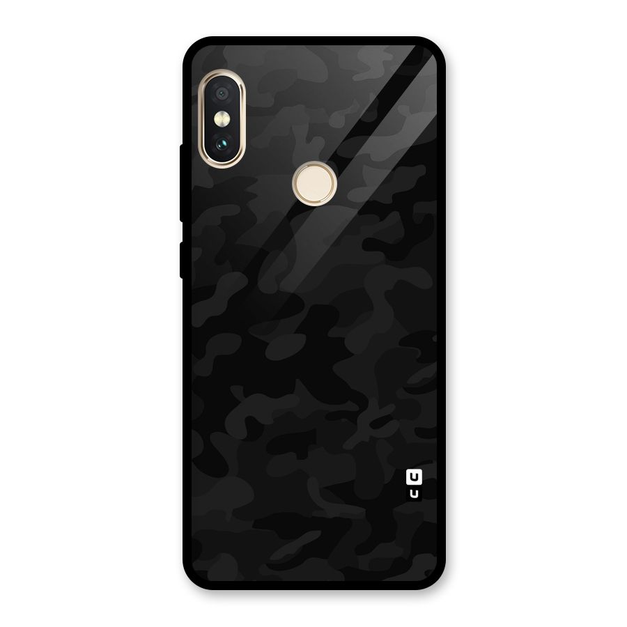 Black Camouflage Glass Back Case for Redmi Note 5 Pro