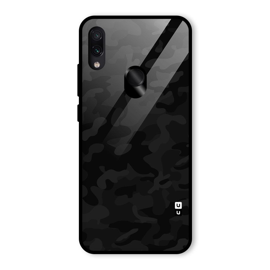 Black Camouflage Glass Back Case for Redmi Note 7S