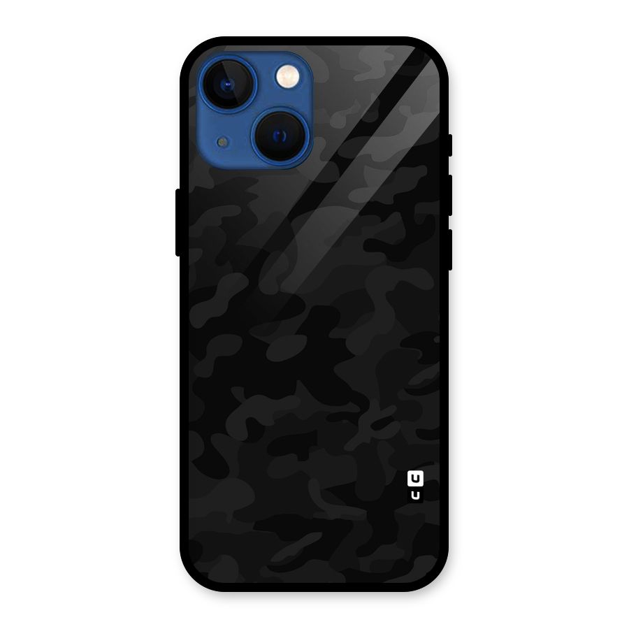 Black Camouflage Glass Back Case for iPhone 13 Mini