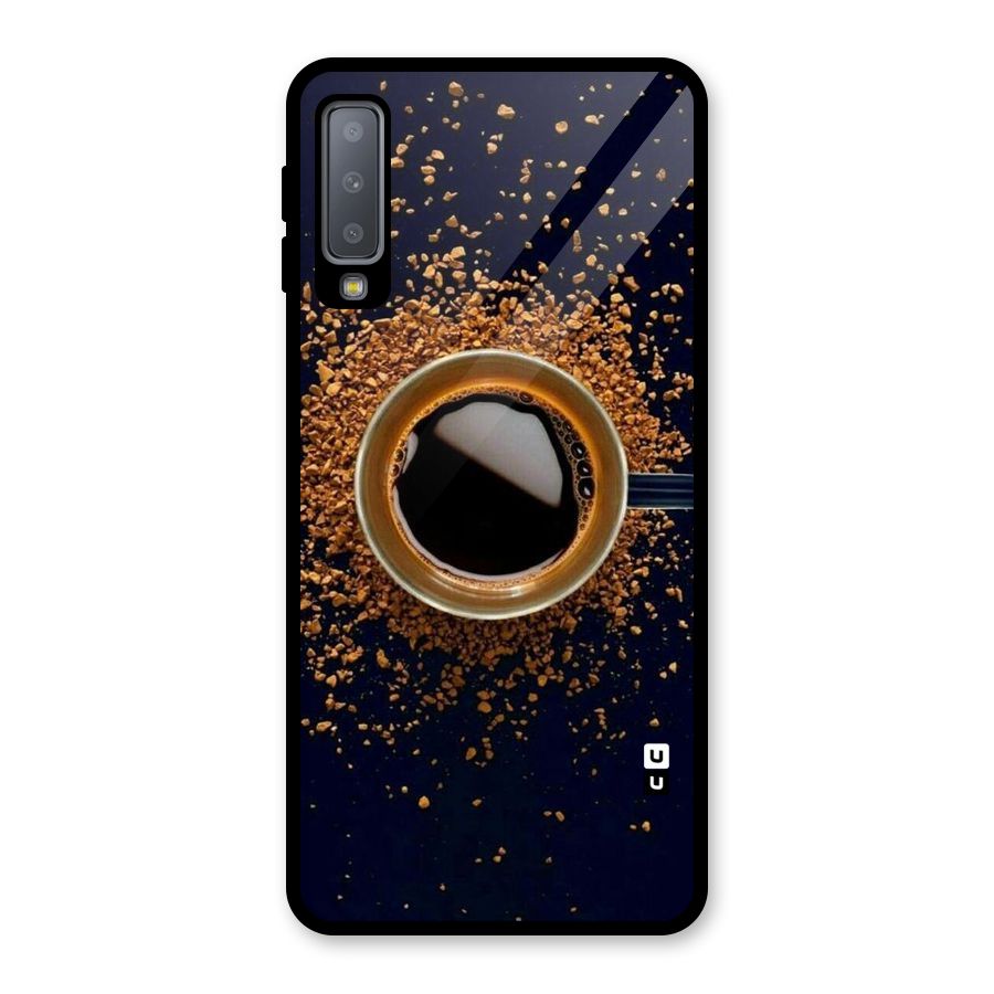 Black Coffee Glass Back Case for Galaxy A7 (2018)