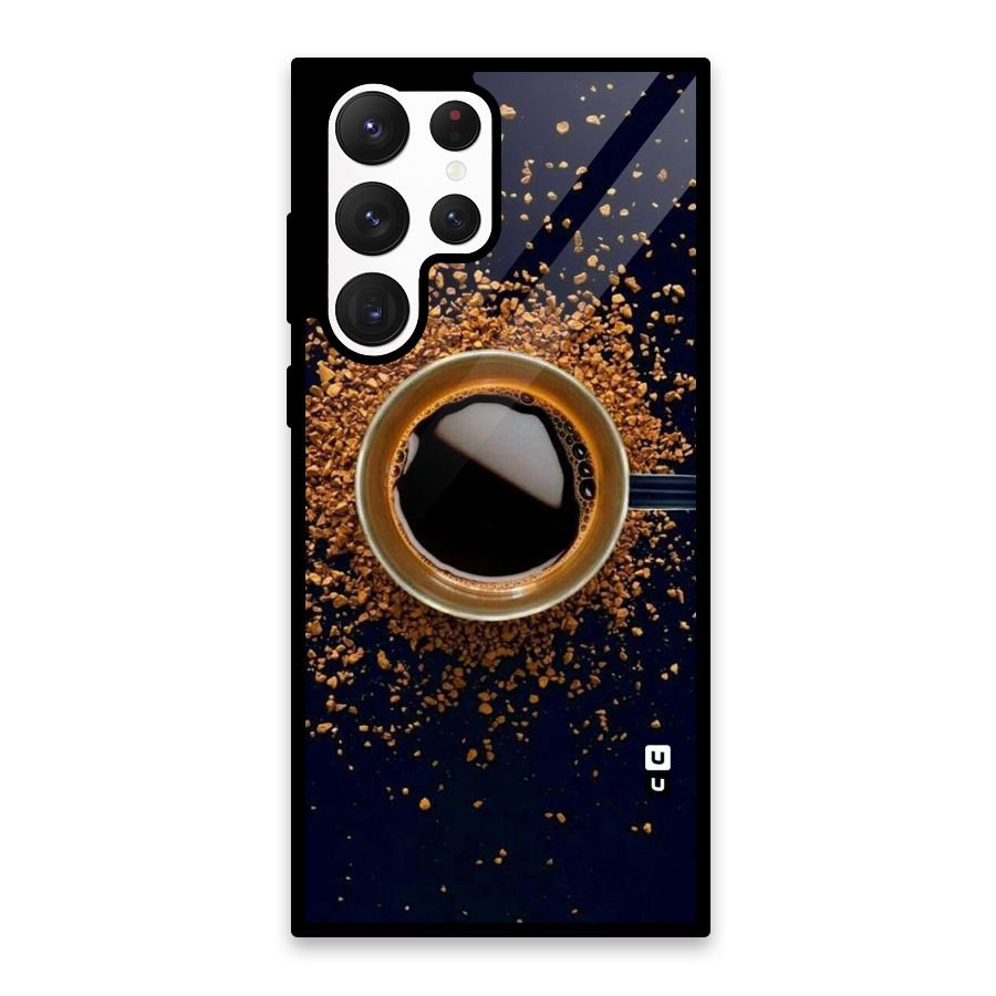 Black Coffee Glass Back Case for Galaxy S22 Ultra 5G