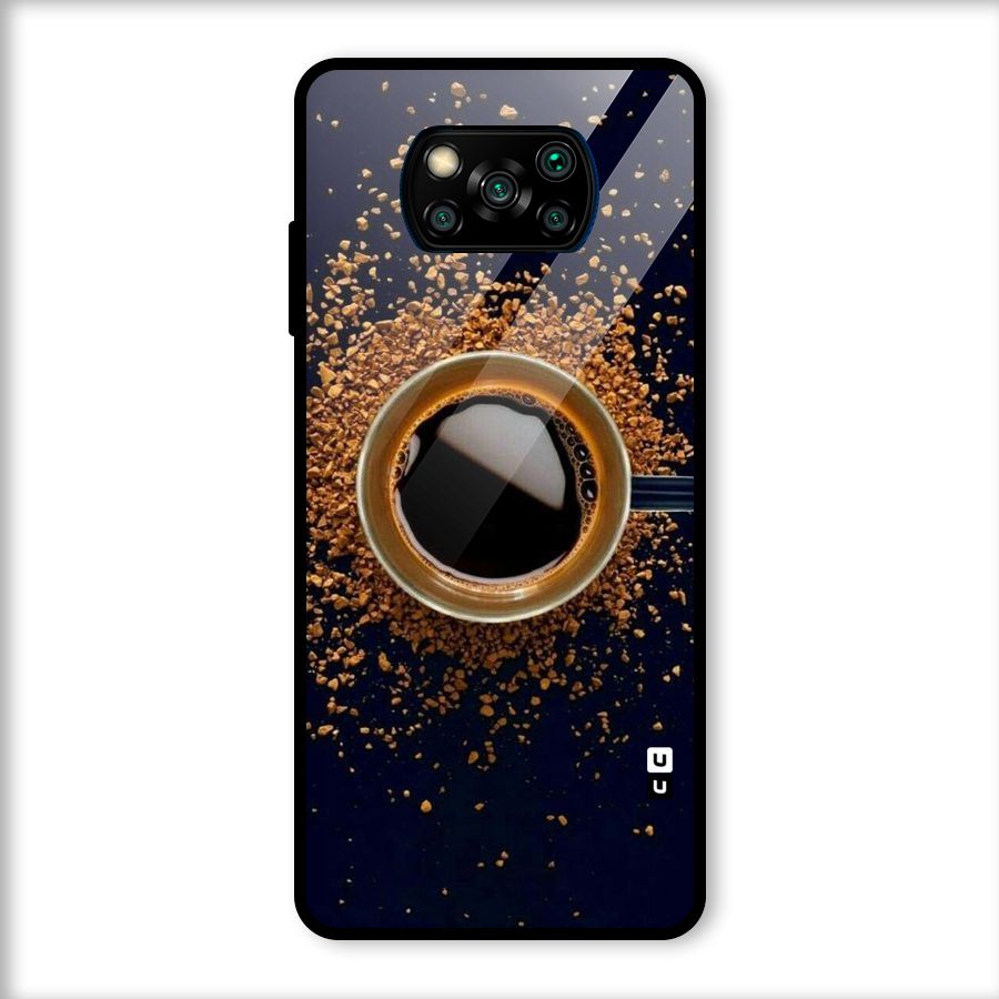 Black Coffee Glass Back Case for Poco X3