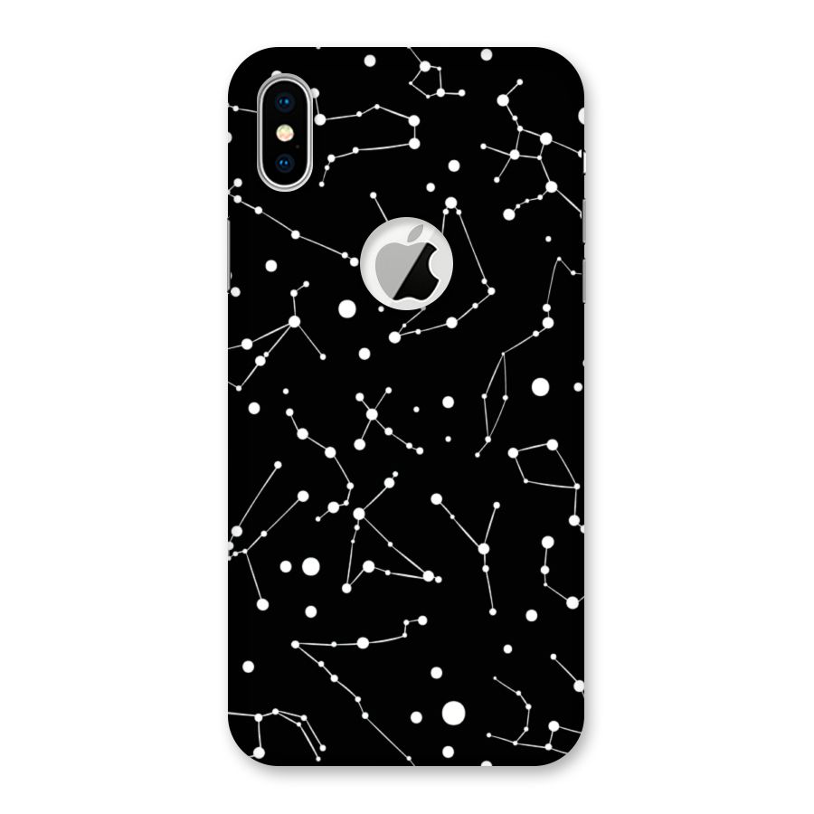 Black Constellation Pattern Back Case for iPhone XS Logo Cut