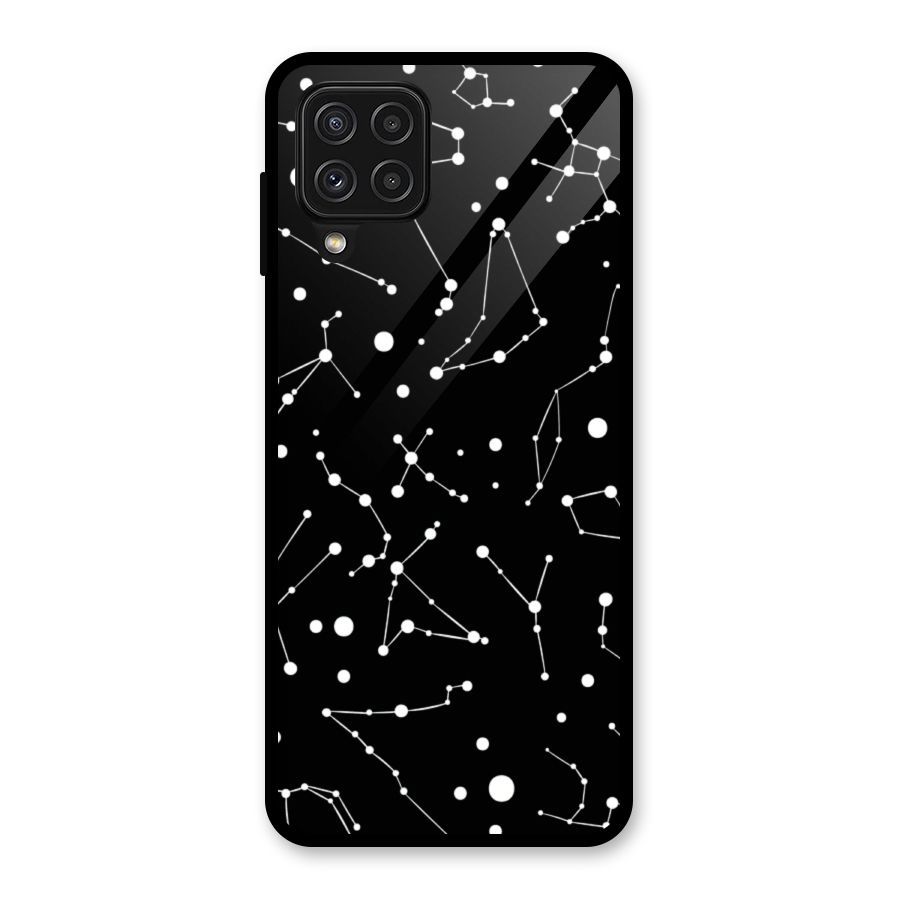 Black Constellation Pattern Glass Back Case for Galaxy A22 4G