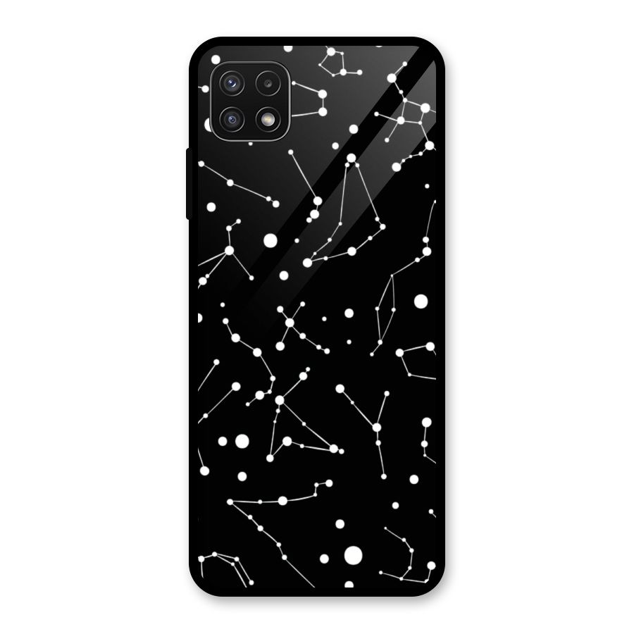 Black Constellation Pattern Glass Back Case for Galaxy A22 5G